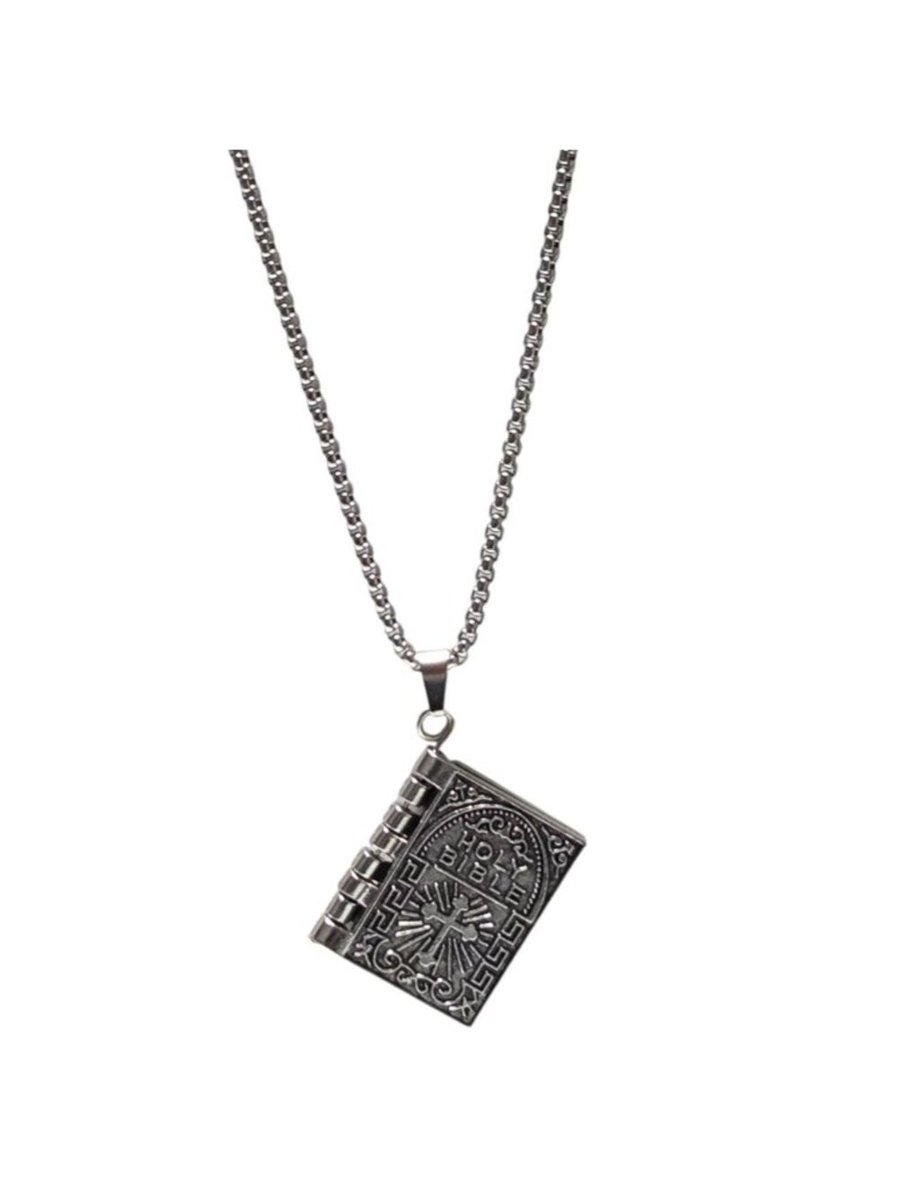 Mini Holy Bible Necklace Pendant With Lords Prayer Inscription Opening Locket